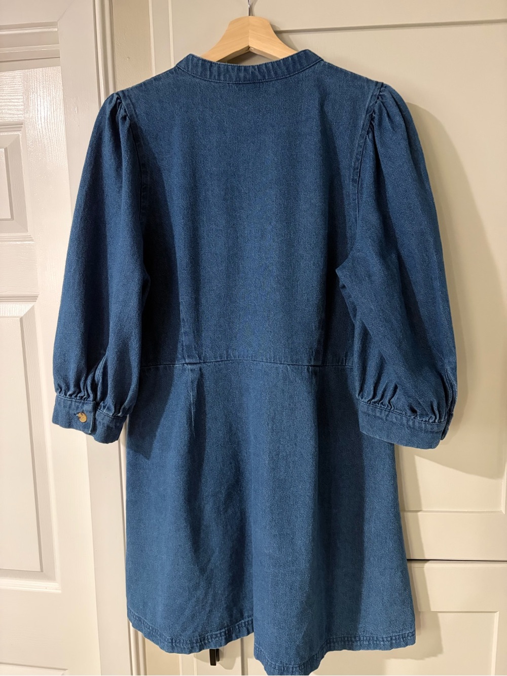 Who What Wear Dark Blue Button-Front Denim Dress - Picture 3 of 4